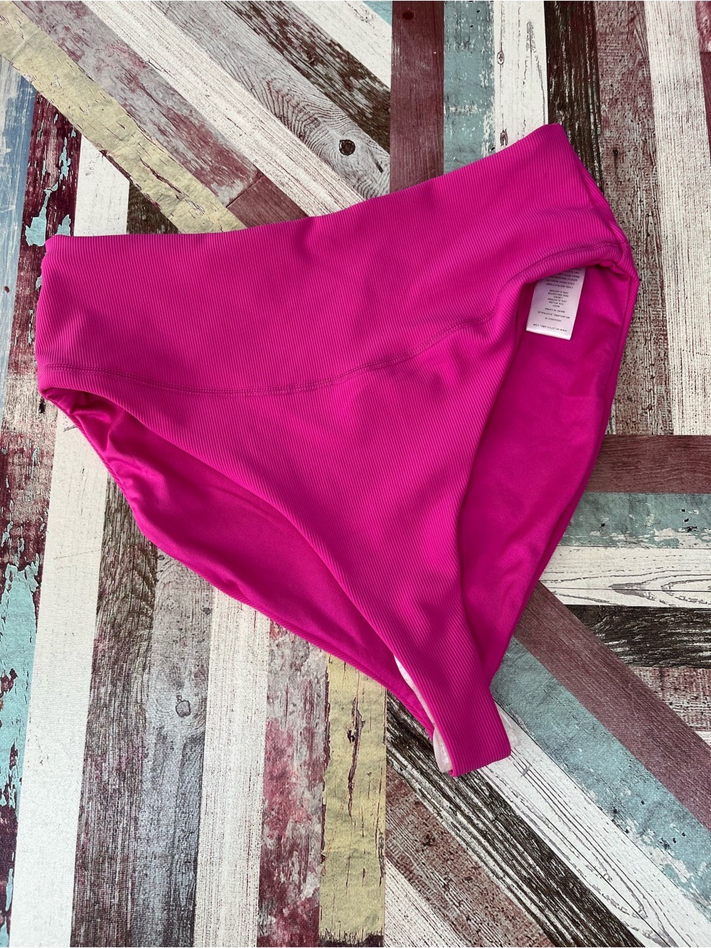 WILO The Label NWT Fuchsia High-Waisted Bikini Bottoms Ribbed Swim Beach XS